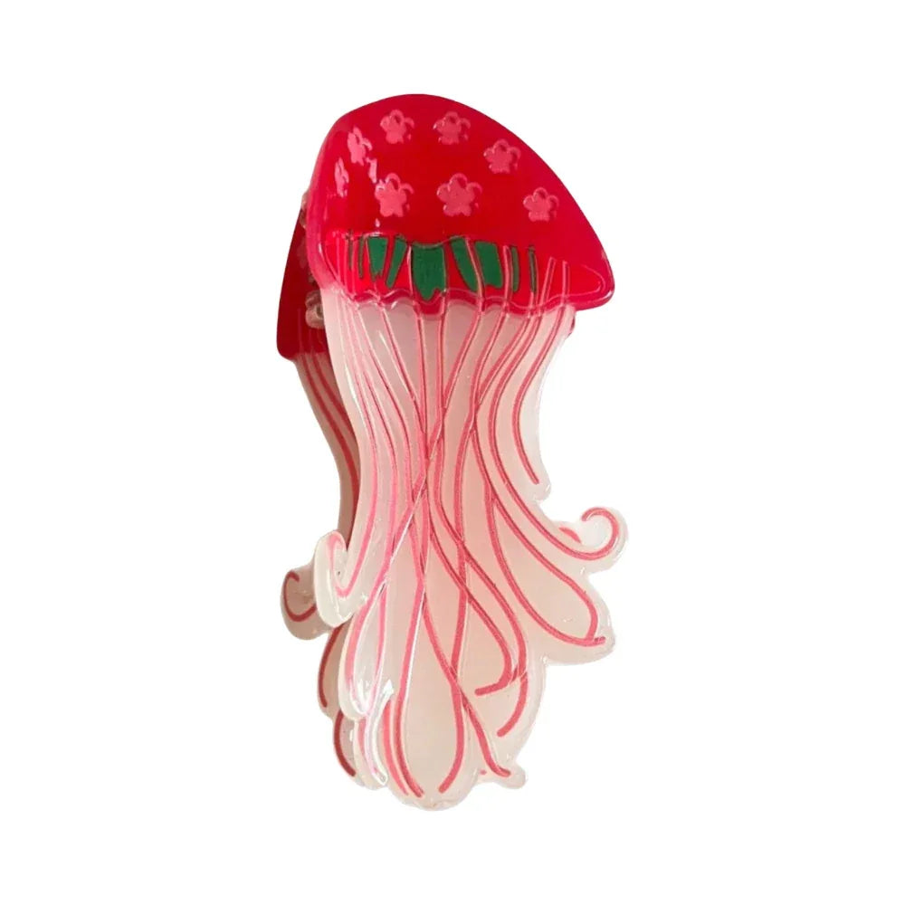 Whimsical 3D Jellyfish Acrylic Hair Claw - Lightweight Marine Design - TEVQA Main image