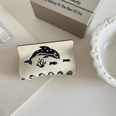 Carved Ocean Acetate Hair Claw Clip - 3.15 Inch Dolphin & Shell