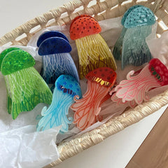 Whimsical 3D Jellyfish Acrylic Hair Claw - Lightweight Marine Design - TEVQA
