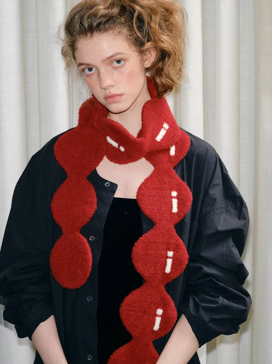 Festive Red Tanghulu Shaped Knit Scarf