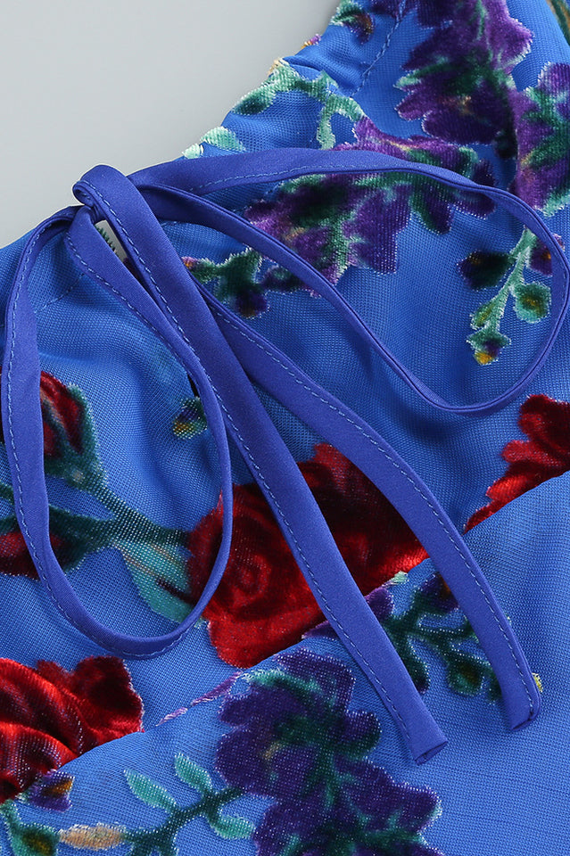 Julie Floral Velvet Burnout Backless Midi Dress | Dress In Beauty