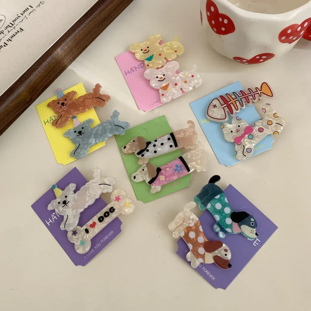 Whimsical "Pet Lover" Acetate Barrette (2.4 Inch) - TEVQA