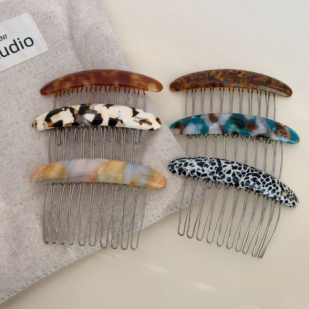 Classic Acetate French Hair Comb - 3.3 Inch Decorative Side Comb - TEVQA