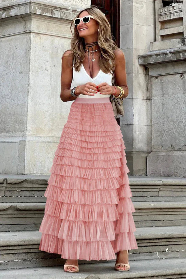 Tiered Ruffle Maxi Skirt | TEVQA Secondary image