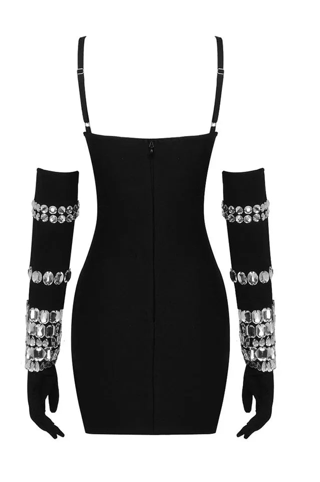 Brisbane Rhinestones Embellished Mini Dress - TEVQA