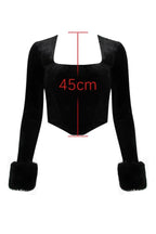 Black velvet corset top with heart neckline and gold zipper - View 11 | TEVQA