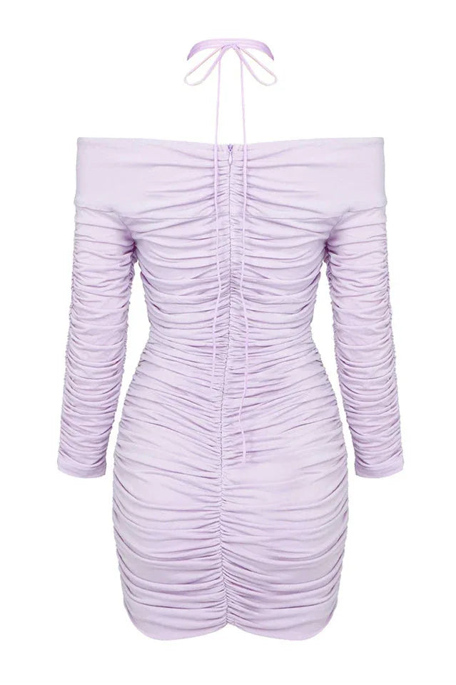 Halter neck mini dress with floral detail - View 18 | TEVQA