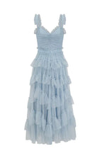 Tiered Tulle V-Neck Evening Dress in Mistyrose - View 16 | TEVQA