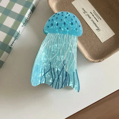 Whimsical 3D Jellyfish Acrylic Hair Claw - Lightweight Marine Design - TEVQA