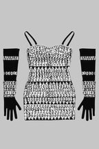 Brisbane Rhinestones Embellished Mini Dress - TEVQA