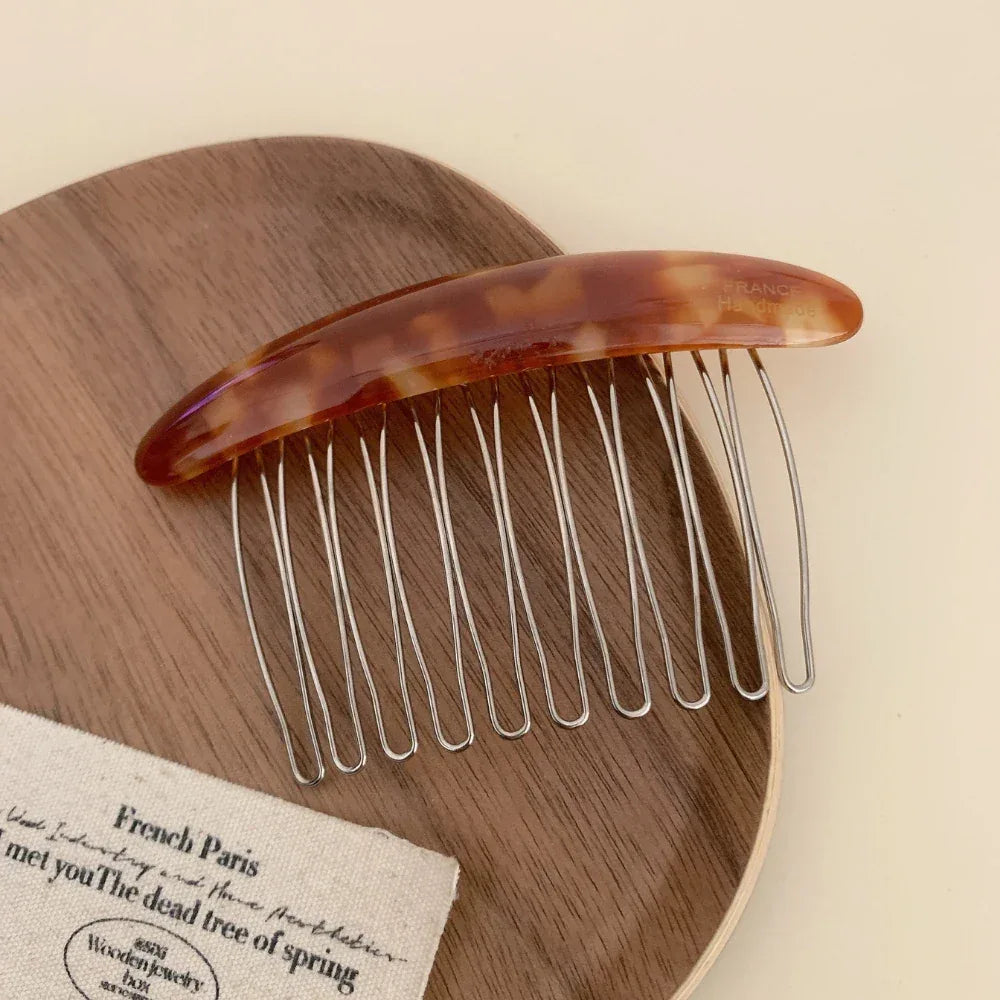 Classic Acetate French Hair Comb - 3.3 Inch Decorative Side Comb - TEVQA