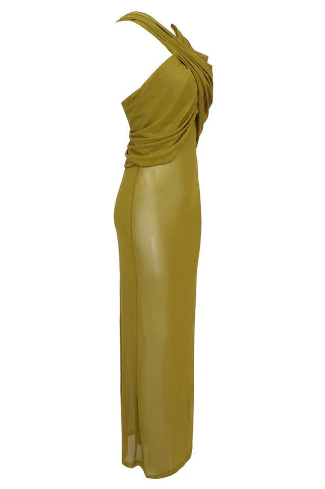 Ruched Maxi Dress with Headscarf - View 27 | TEVQA