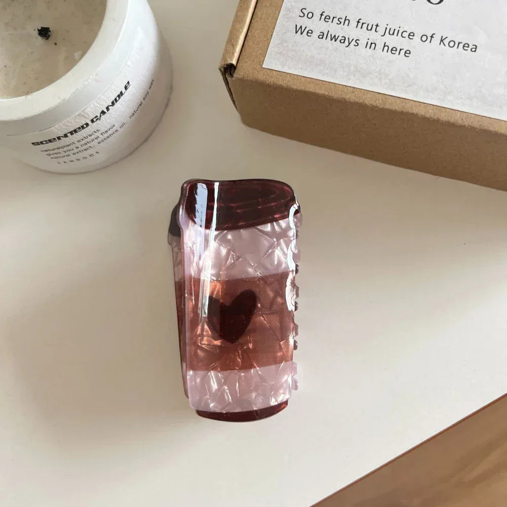 Acetate hair claw clip in coffee cup and croissant styles - View 6 | TEVQA