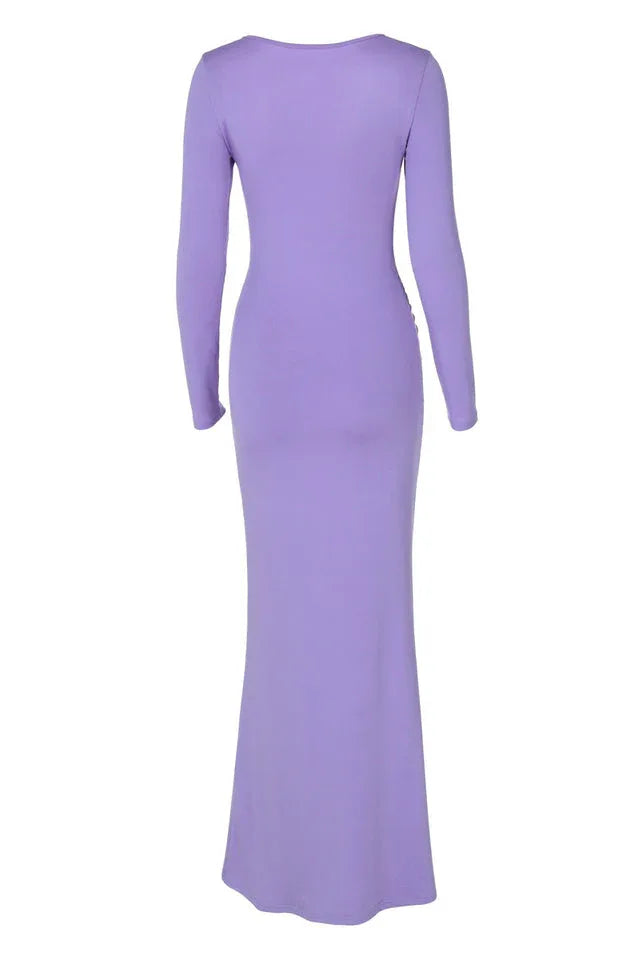 Mermaid silhouette maxi dress with sweetheart neckline and long sleeves - View 10 | TEVQA