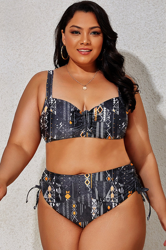 (L-4XL) Floral Adjustable Side Bikini Set | Dress In Beauty