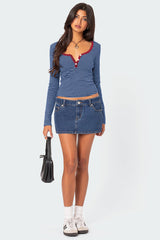 Buttoned Striped Long Sleeve T-Shirt | Dress In Beauty