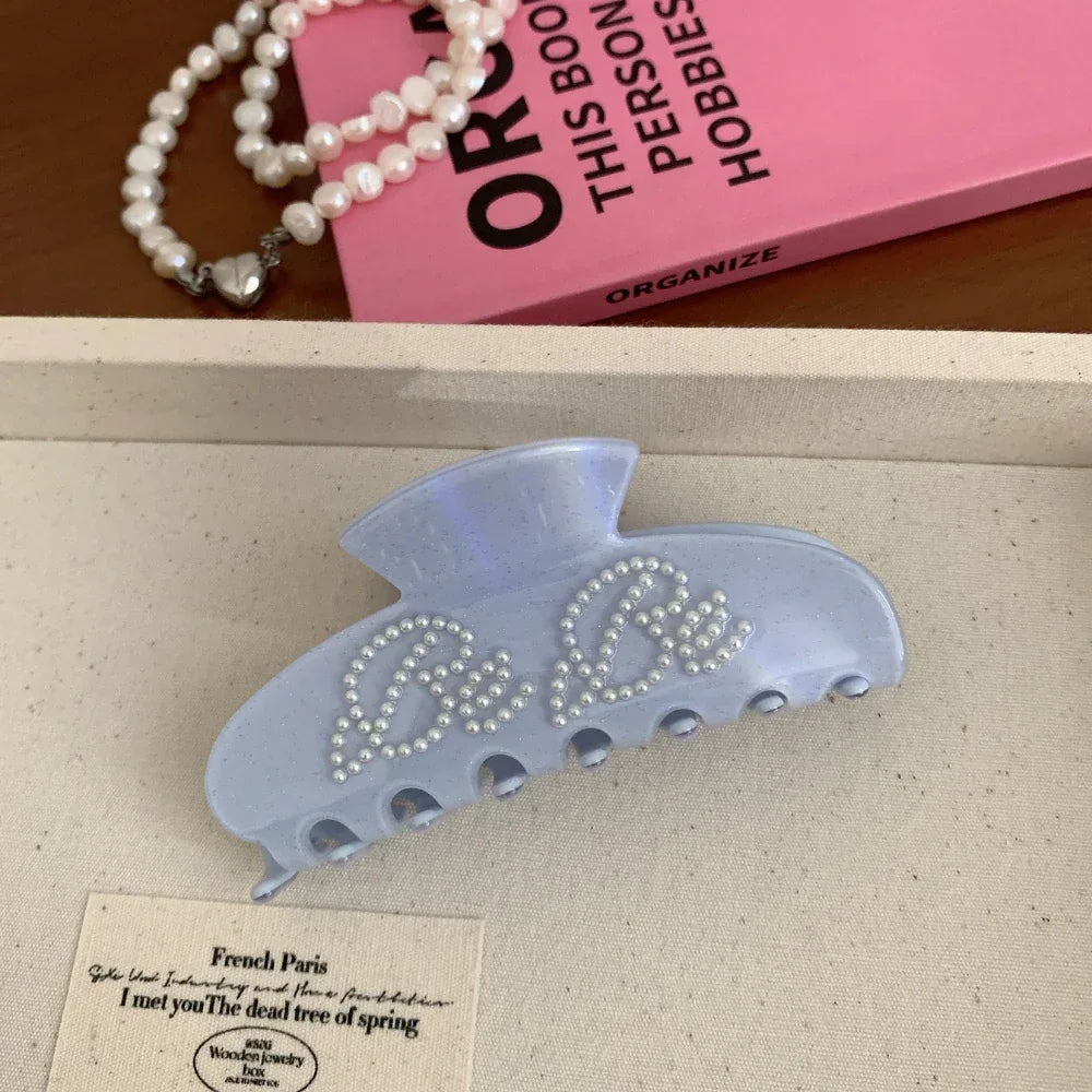 Pearl Lettering Jelly Hair Claw Clip - View 11 | TEVQA