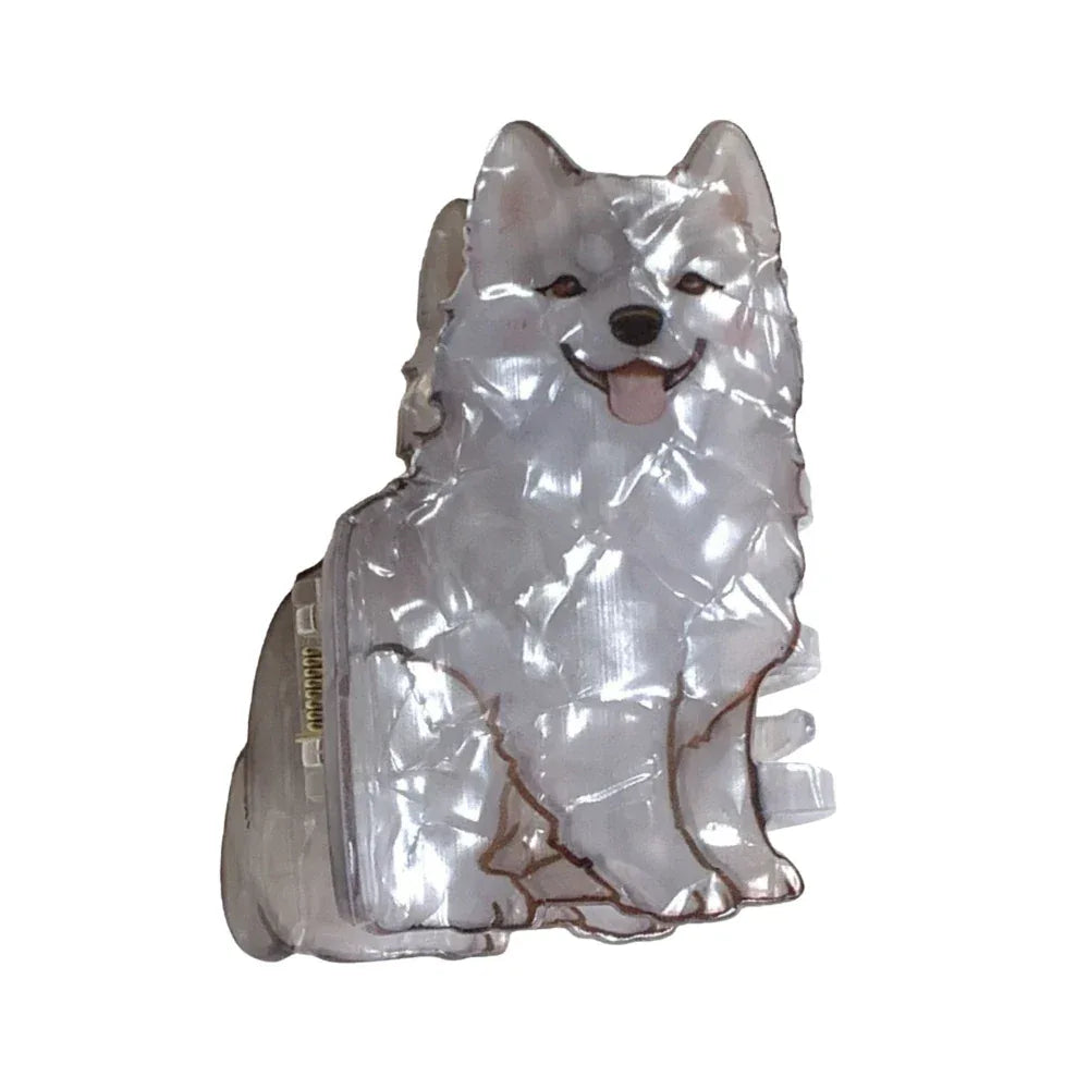 White fluffy dog hair clip Main image