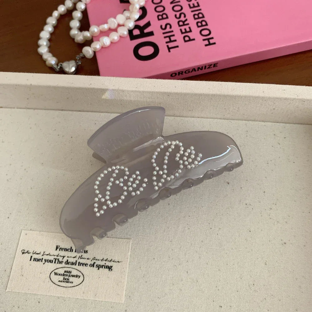 Pearl Lettering Jelly Hair Claw Clip - View 7 | TEVQA