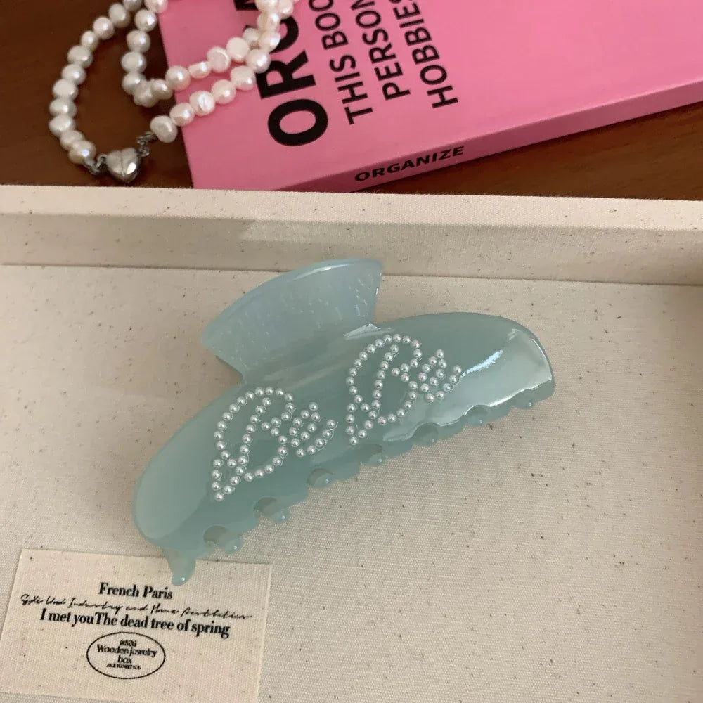 Pearl Lettering Jelly Hair Claw Clip - View 8 | TEVQA
