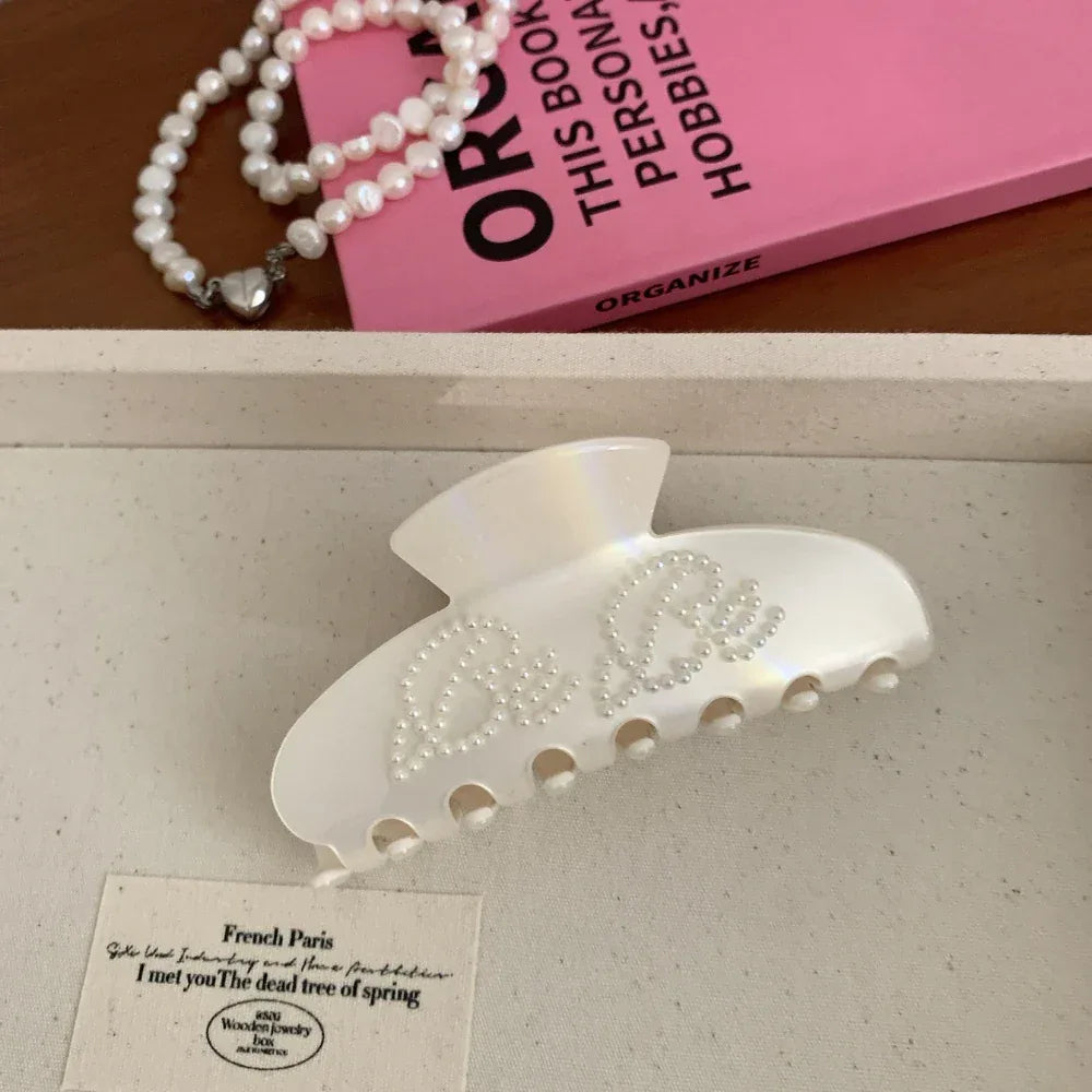Pearl Lettering Jelly Hair Claw Clip - View 10 | TEVQA