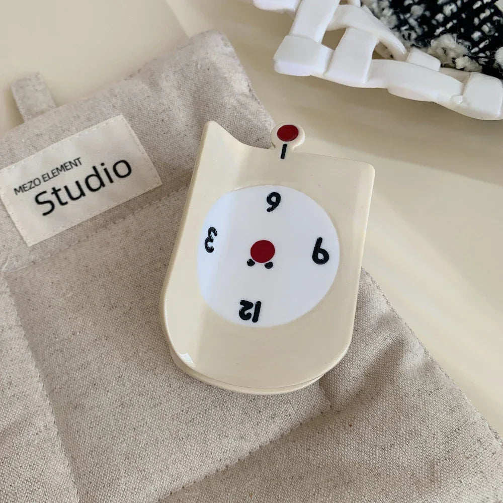 Novelty acetate hair claw clip with retro clock or phone design - View 9 | TEVQA