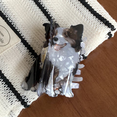 3.15 Inch Dog Breed Acetate Hair Claw - Solid 30g Premium Pearlescent Clip