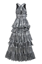 Tiered Halter Neck Metallic Gold Lamé Dress - View 15 | TEVQA