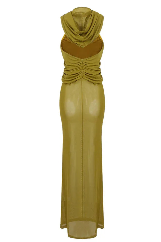 Ruched Maxi Dress with Headscarf - View 28 | TEVQA