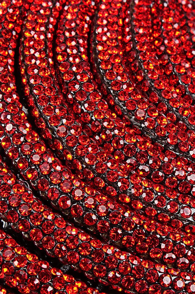 Red velvet strapless mini dress with heart detail - View 16 | TEVQA