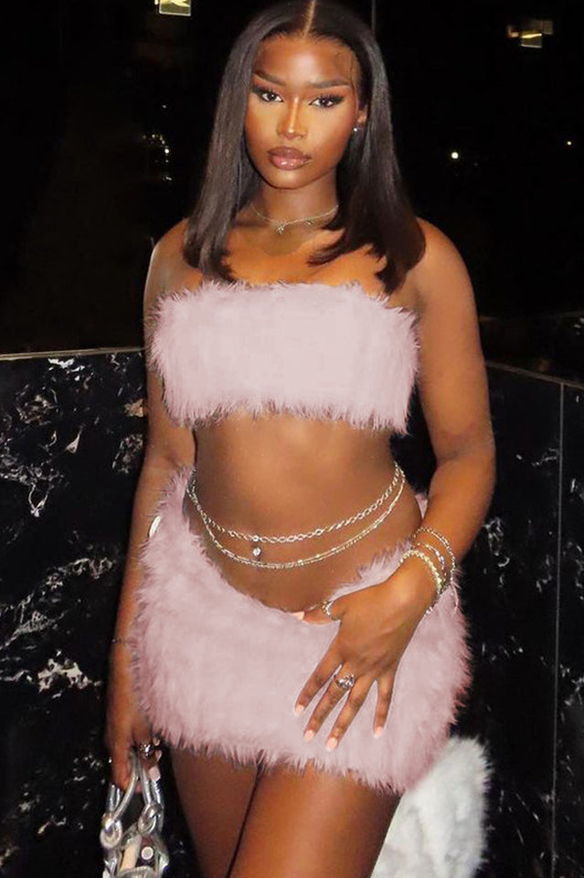 White Fur Skirt Set | Dress In Beauty