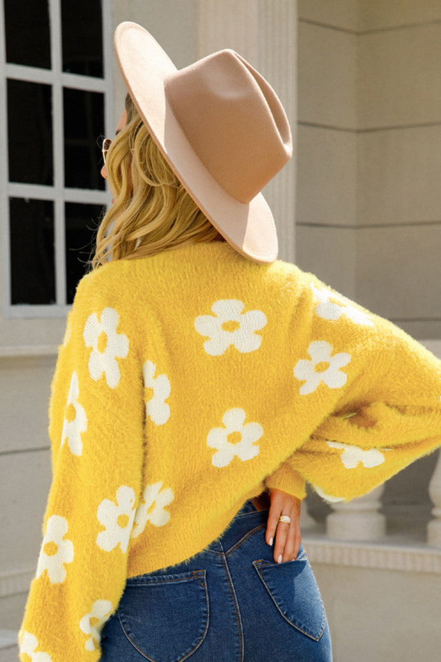 Cuteness Flowers Fuzzy Knit Cardigan | Dress In Beauty