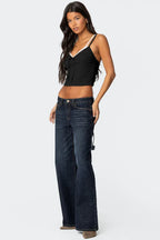 Lace Trim Cropped Tank Top - View 25 | TEVQA
