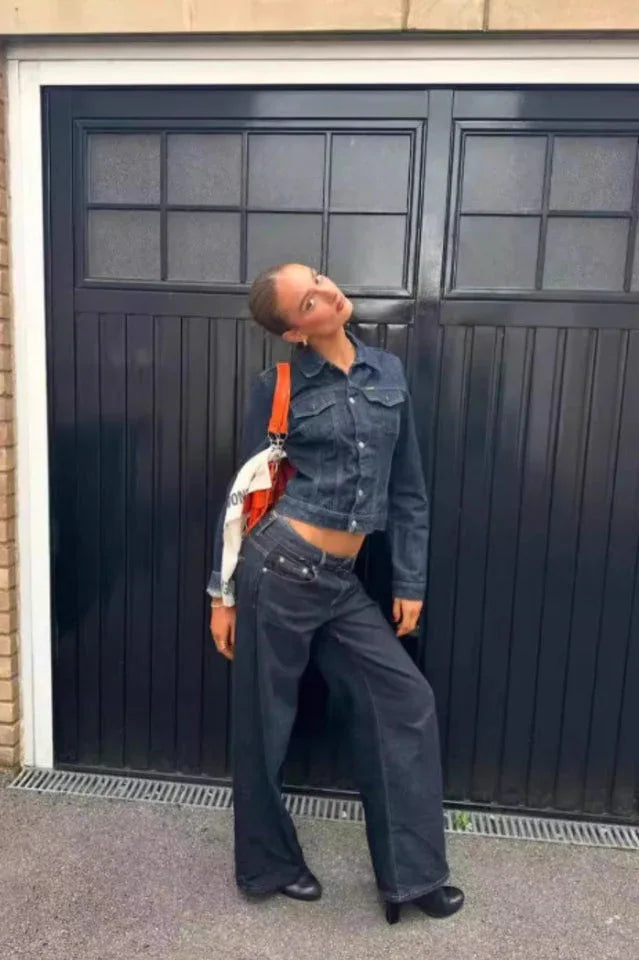 Striped wide leg denim jeans - View 27 | TEVQA