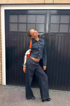 Striped wide leg denim jeans - View 27 | TEVQA