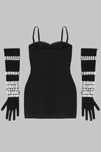 Brisbane Rhinestones Embellished Mini Dress - TEVQA