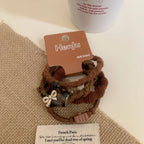 3-pack preppy plaid hair ties with bear charm - View 9 | TEVQA