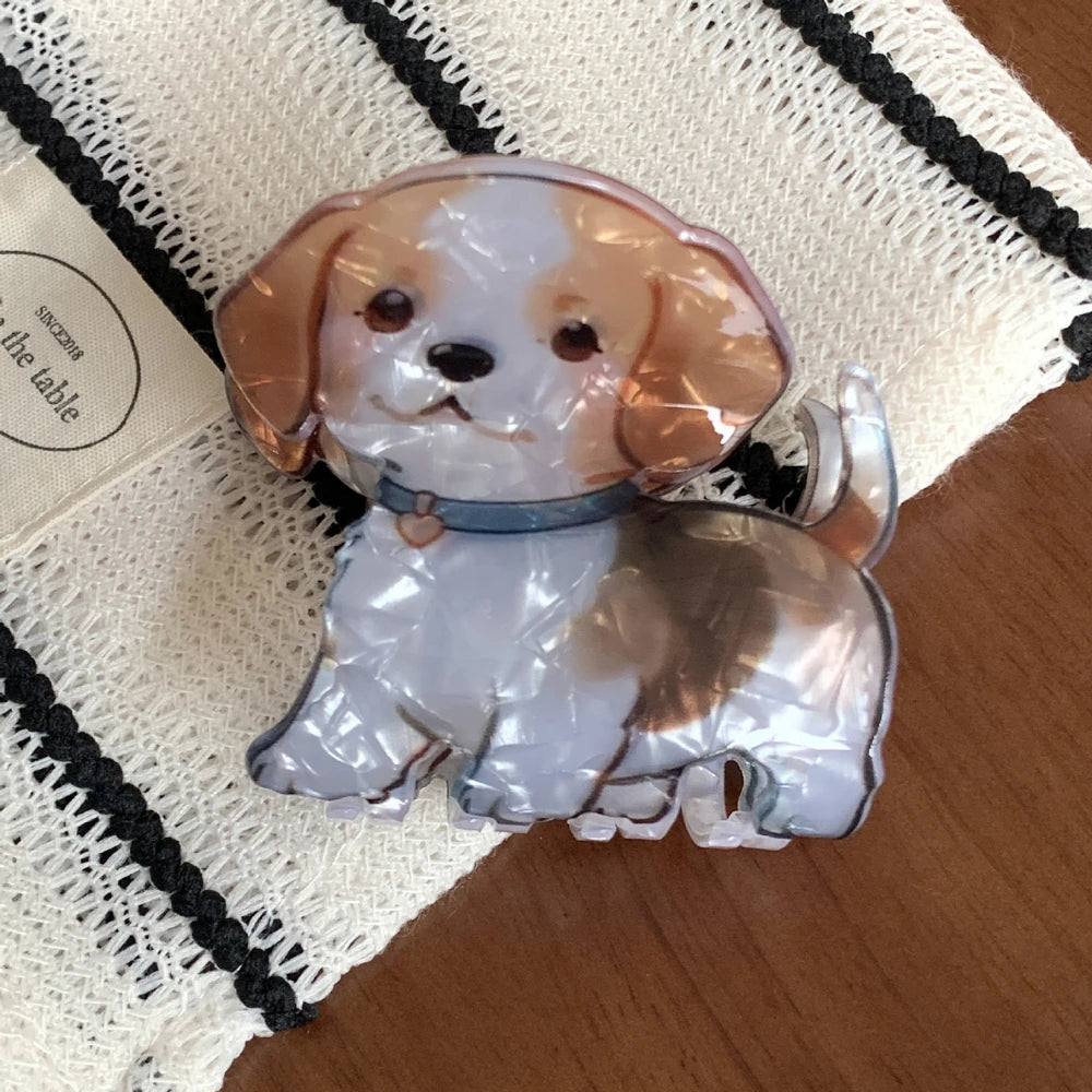 3.15 Inch Dog Breed Acetate Hair Claw - Solid 30g Premium Pearlescent Clip