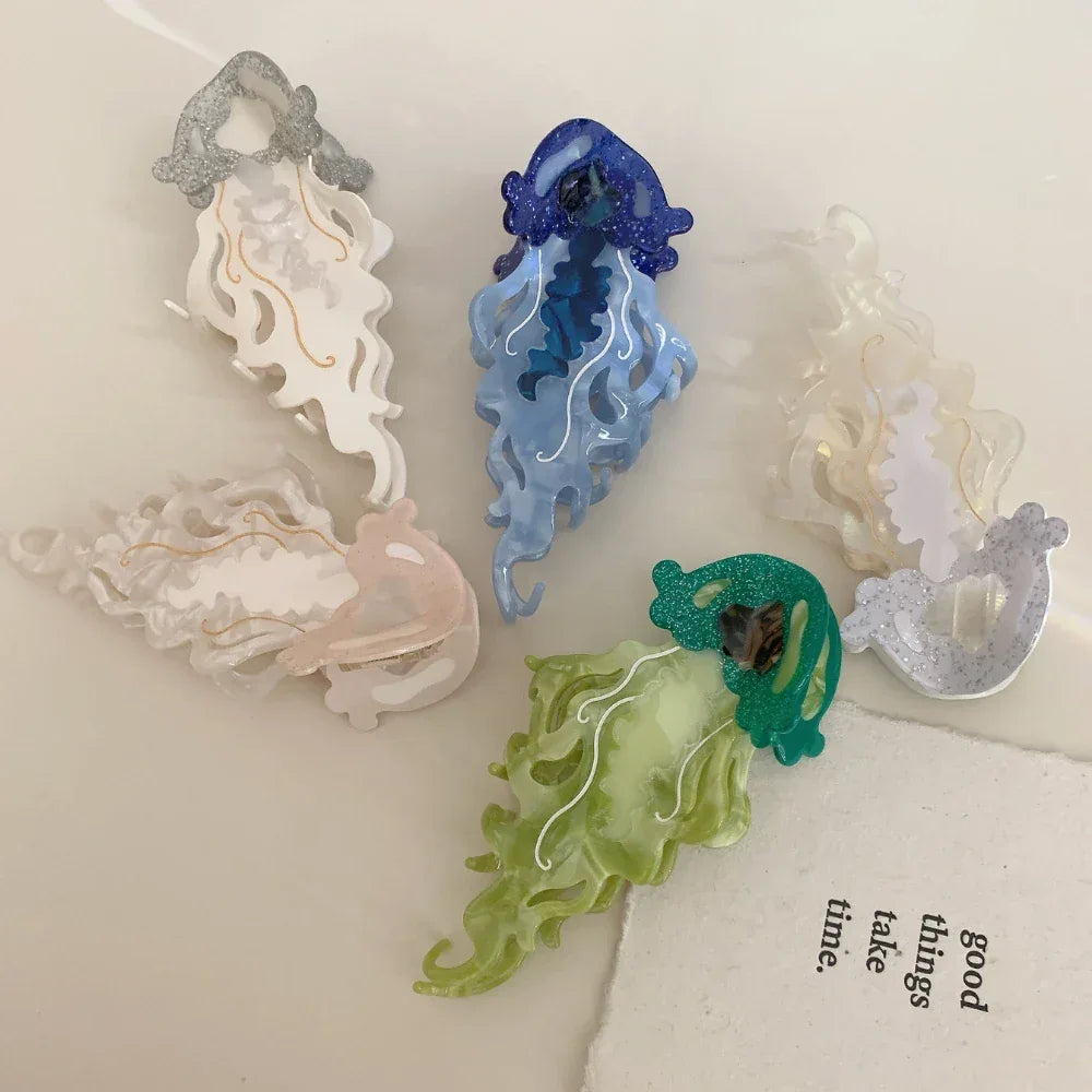 Large Acetate Jellyfish Hair Claw Clip - View 10 | TEVQA