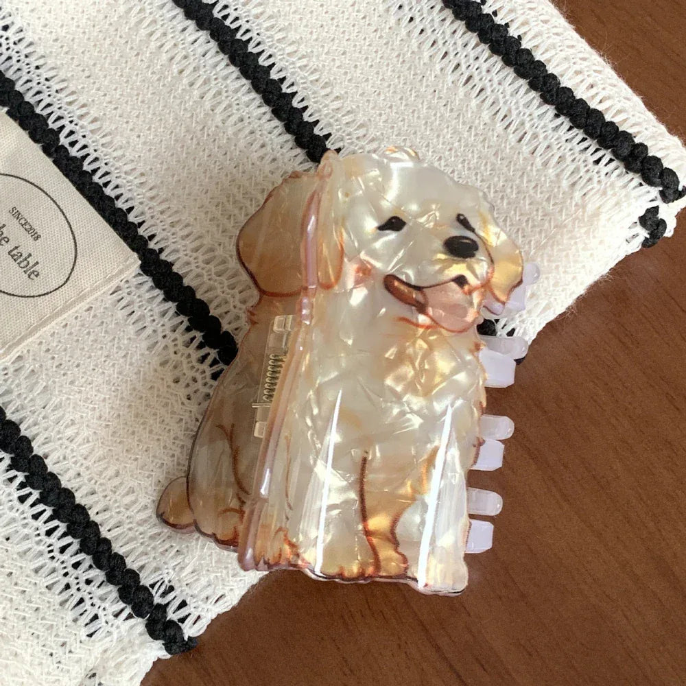 Dog breed hair claw in pearlescent acetate - View 10 | TEVQA
