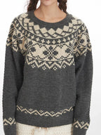 Charcoal Grey Fair Isle Crewneck Sweater - View 6 | TEVQA