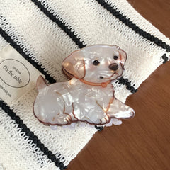 3.15 Inch Dog Breed Acetate Hair Claw - Solid 30g Premium Pearlescent Clip