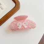 Shimmering Aurora Bow Hair Claw Clip - 3 Inch Rhinestone Coquette Accessory - TEVQA