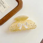 Shimmering Aurora Bow Hair Claw Clip - 3 Inch Rhinestone Coquette Accessory - TEVQA
