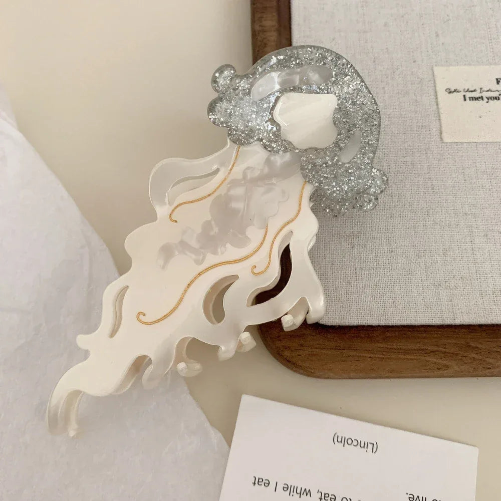 Large Acetate Jellyfish Hair Claw Clip - View 9 | TEVQA