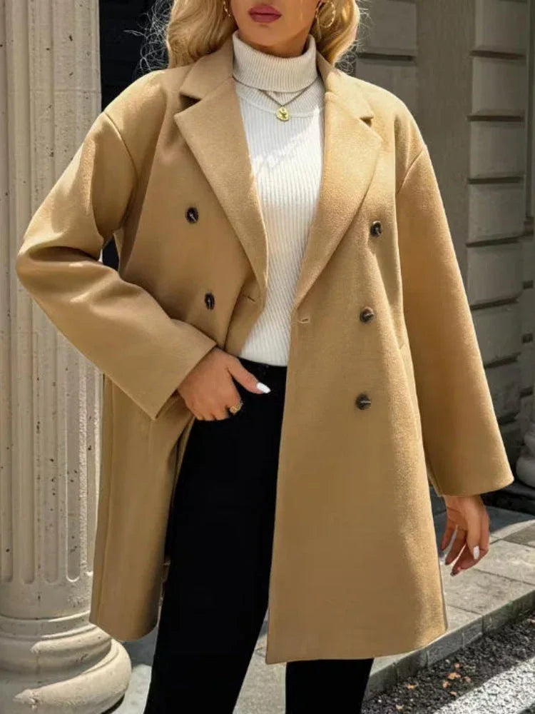 The Clara Classic Double-Breasted Coat - TEVQA