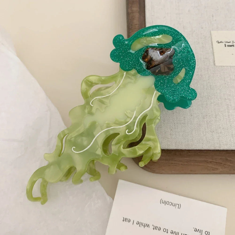 Large Acetate Jellyfish Hair Claw Clip - View 6 | TEVQA