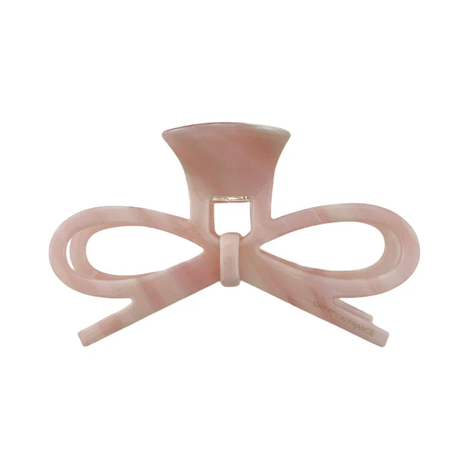 pink marbled bow hair claw clip Main image