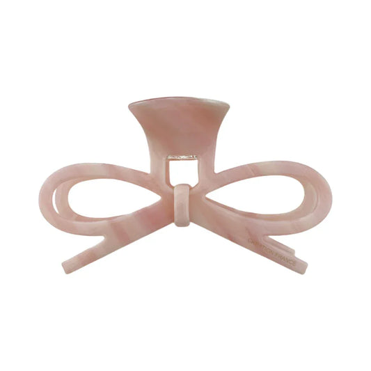 pink marbled bow hair claw clip
