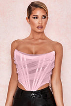 Seraphina Cream Mesh Corset Top - View 9 | TEVQA